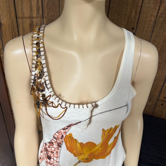 Christian Dior sleeveless embellished white cotton t shirt , s.6, good - Picture 2 of 9
